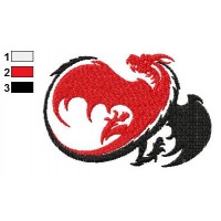 Red Black Dragon Tattoo Embroidery Design